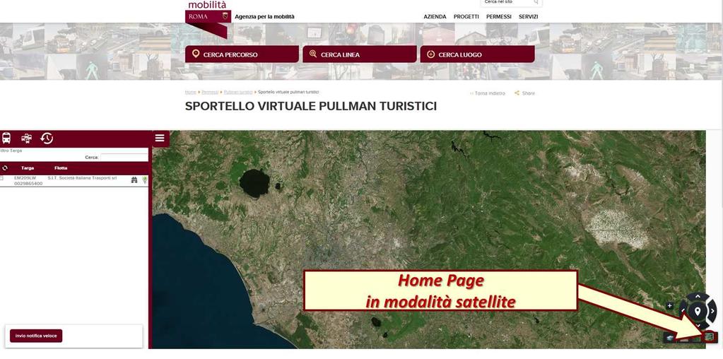 Figura 8: Home Page in modalità satellite In generale su qualsiasi tipo di visualizzazione avvicinando il
