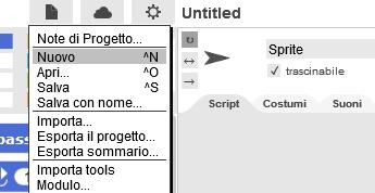 Creazione di un nuovo progetto Al caricamento dell'applicazione, l'ambiente è pronto per creare un nuovo progetto.