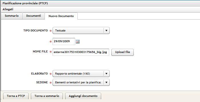 Fig. 26 Il documento caricato sarà visibile nella sottosezione Sommario.