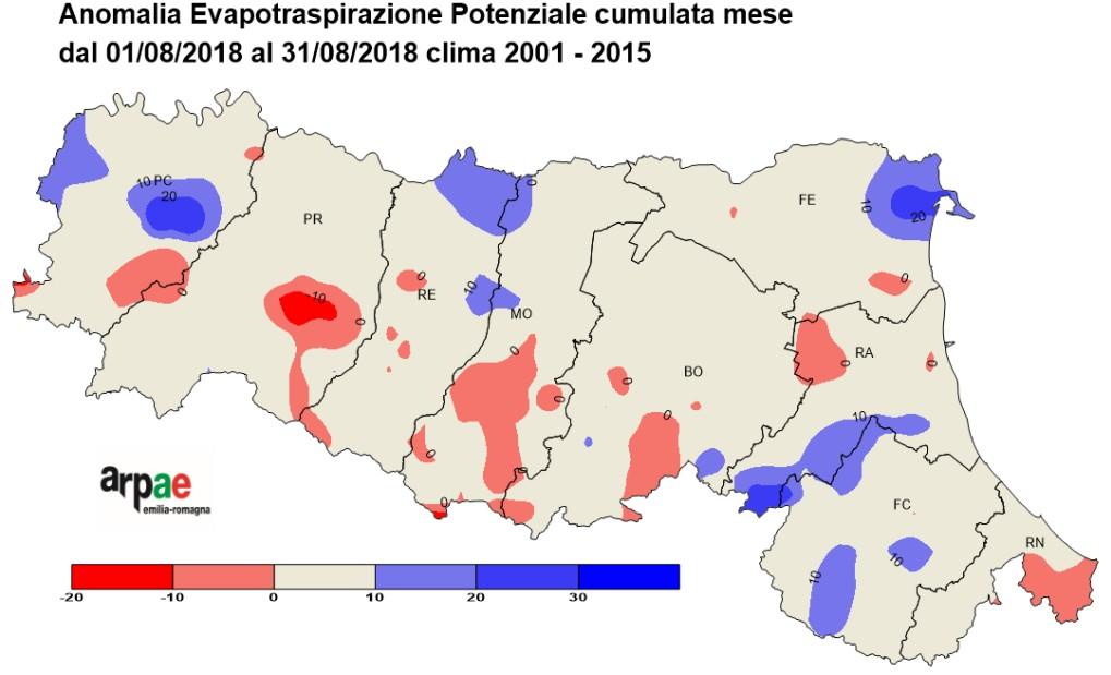 Evapotraspirazione potenziale (ETP) In pianura i valori cumulati di ETP sono stimati in generale tra 140 e 160 mm. Nel complesso si stimano uscite evapotraspirative prossime alle medie 2001-2015.