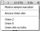 Blocca i marcatori Onion skin nella posizione corrente nell intestazione della linea temporale. Onion 2. Visualizza due fotogrammi su entrambi i lati del fotogramma corrente. Figura 7.