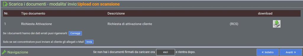 Upload con scansione cliccare sull icona per scaricare e salvare il contratto da firmare.