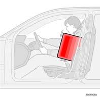 Gli airbag laterali sono installati negli schienali dei sedili anteriori ed i sensori si trovano all interno dei montanti centrali. Il volume degli airbag laterali gonfiati è circa 12 litri.