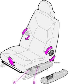 Interni Sedili anteriori Regolazione in altezza sedile anteriore Il bordo anteriore del sedile del conducente e di quello del passeggero possono essere regolati in sette diverse posizioni di altezza