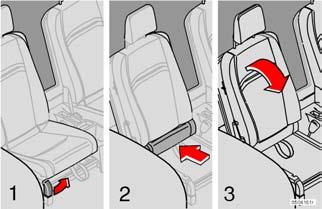 Interni Bagagliaio 1 Estensione del bagagliaio seconda fila di sedili 1. Portare i sedili nella posizione posteriore di fine corsa (vale solo per le versioni sette posti). 2.