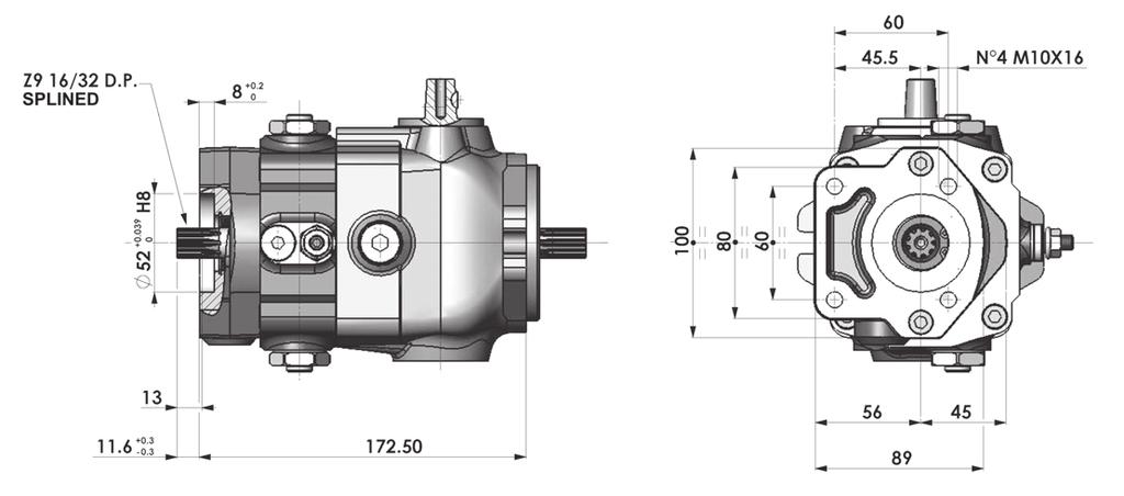 Flange posteriori per pompa ausiliaria (Pompa a comando meccanico diretto) B2 - Standard Tedesca Coppia max.