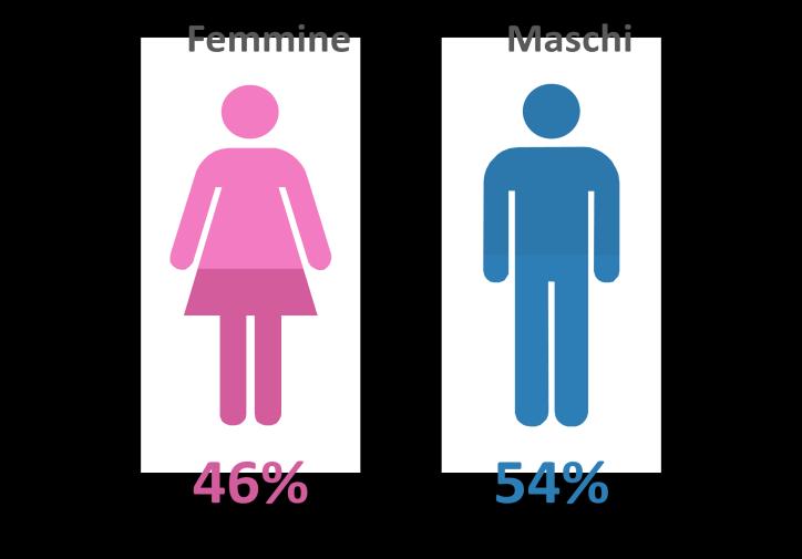 il 54% e da donne per il restante 46% (Grafico 1).