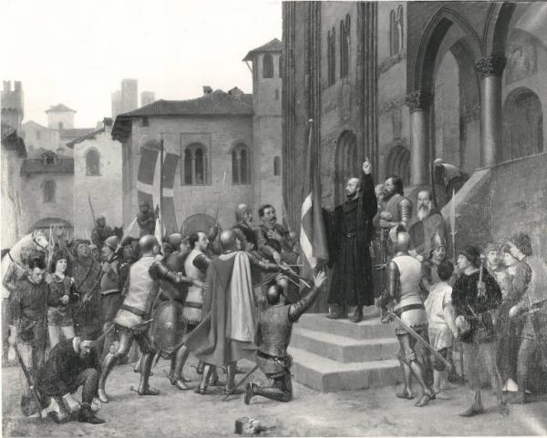 Fra Jacopo Bossolaro che fa giurare ai pavesi fedeltà al vessillo della città Sara, Carlo Link risorsa: http://www.