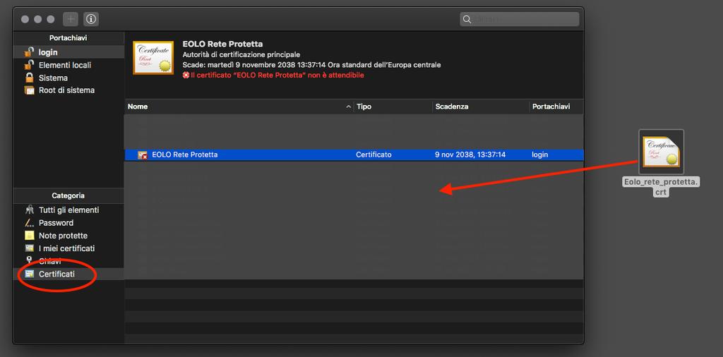 3. Trascinare il file EOLO_rete_protetta.