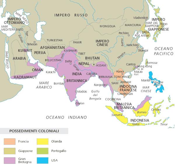 Asia tra 800 e 900 Aree nelle quali esistono potenziali conflitti di interesse tra gli espansionismi imperialisti: 1 3 Medio