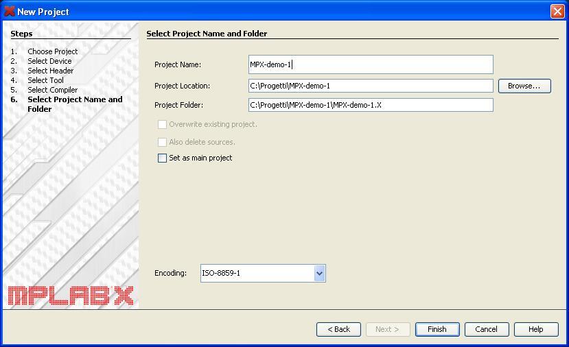 Nuovo progetto: nome progetto e cartella di destinazione Ma che fine ha fatto MPLAB 8?
