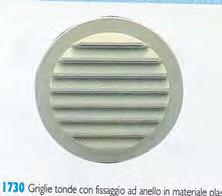 art. 1730 Griglie tonde incasso in materiale plastico antiurto bianco. Ø anello Ø frontale pass.