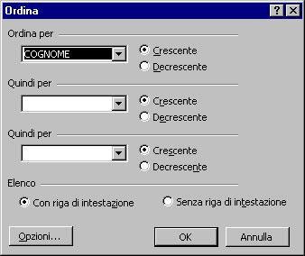 L'ordinamento dei dati Ordinamento di un elenco Excel è in grado di ordinare una lista di valori numerici, alfabetici e date situate in un intervallo di celle.