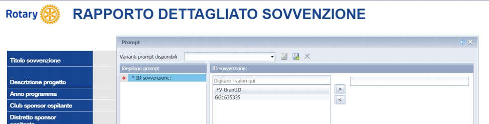 Dettagli sulle sovvenzioni Questo rapporto fornisce una visione completa di una sovvenzione, compresa la sua descrizione, i partner e il