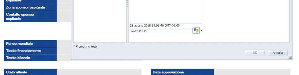 Nota Bene: le richieste in rosso sono obbligatorie e quelle verdi sono facoltative. Scrivi l ID Sovvenzione e clicca sul pulsante di ricerca.