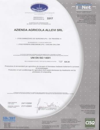 la certificazione UNI EN ISO 14001 Ha