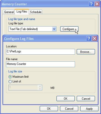 Impostare il campo Tipo file registro a File di Testo (delimitato da tabulazione). Fare clic su Configura.