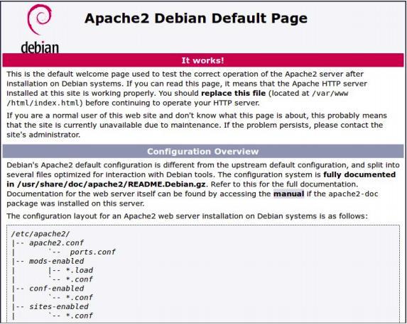La costruzione di un sito web Apache predispone di default un file HTML di prova, utilizzato