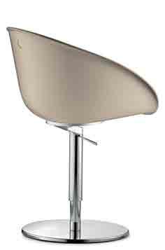 chair, swivel version with gas lift device adjustable in height. Polished stainless steel base, chromed steel column.