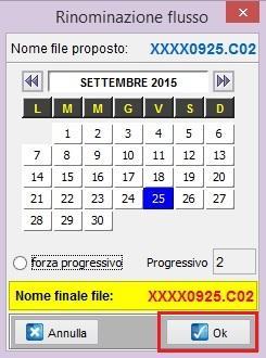 Confermare il messaggio Confermare la rinominazione del nuovo flusso (vedi istruzioni precedenti) Confermare