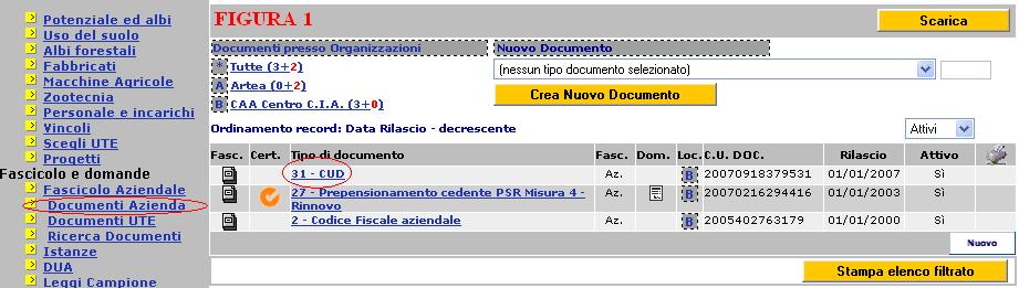 domanda nella sezione documenti oppure presente nel fascicolo elettronico in allegato alla scheda documento 31 CUD, come specificato al punto successivo.