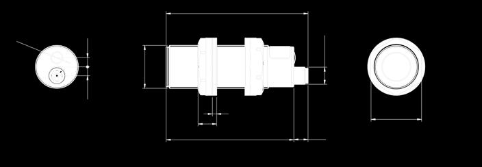 dimensioni UT1B/***AU (uscita a cavo) ø 8 ED arancione tasto multifunzione ED verde 69,6 ghiera plastica di serraggio (92,5) uscita cavo 6,4 6,1 1 89,5 Ø 4,7 SW 6 UT1B/***EU (uscita a connettore) ED