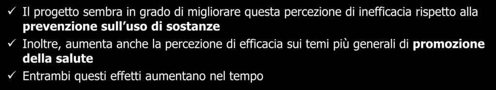 rispetto alla prevenzione sull uso di sostanze Inoltre, aumenta anche la percezione di