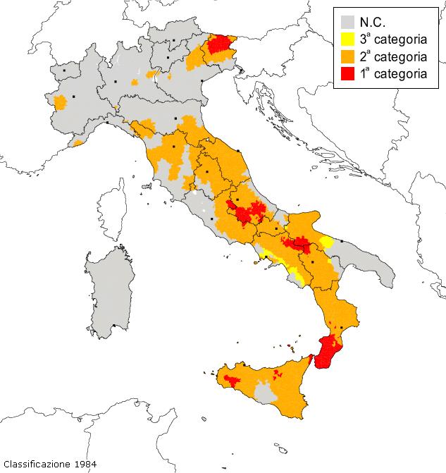 Italia: un territorio sismico 1984 MAPPA