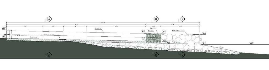 VALLONE TUDISCA: Sezione Longitudinale Le dimensioni della nuova inalveazione sono di 5,0 m di larghezza