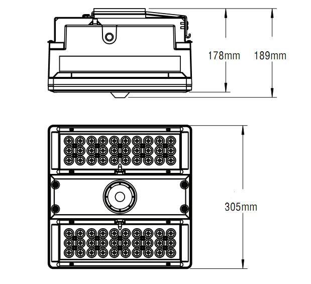 Corpo dell apparecchio, copertura dei moduli LED, cornice e vano accesso al driver in pressofusione di alluminio.