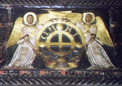 Il logo della Caritas diocesana di Padova è una sintesi simbolica del mistero di Cristo, centrato sulla croce: è stato ripreso dallo stemma della Quattrocentesca Scuola della Carità, una delle più