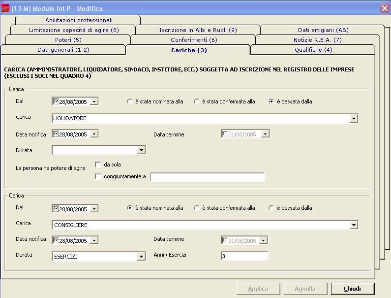 residenza, al contrario si dovranno inserire i dati in questo momento utilizzando il tasto Anagrafica Persone. Fig. 8 COMPILAZIONE INT.