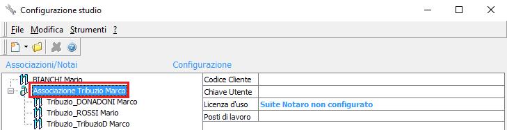 5. CONFIGURAZIONE STUDIO IN CASO DI ASSOCIAZIONE Per configurare i dati dell Associazione, selezionarla dall elenco Associazioni/Notai