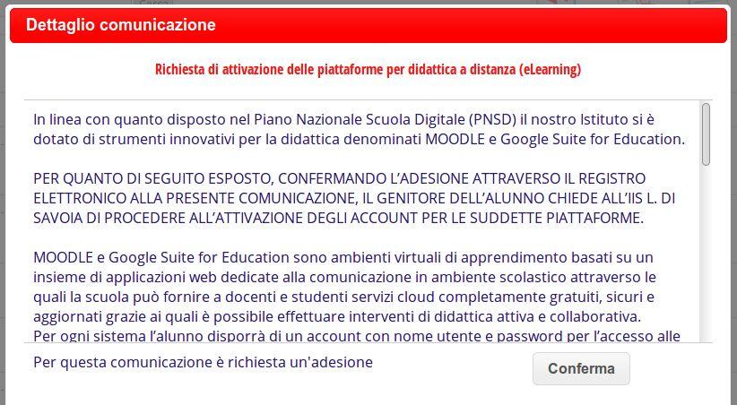 Al posto del modulo cartaceo potrà essere inviata ai genitori una richiesta attraverso il registro