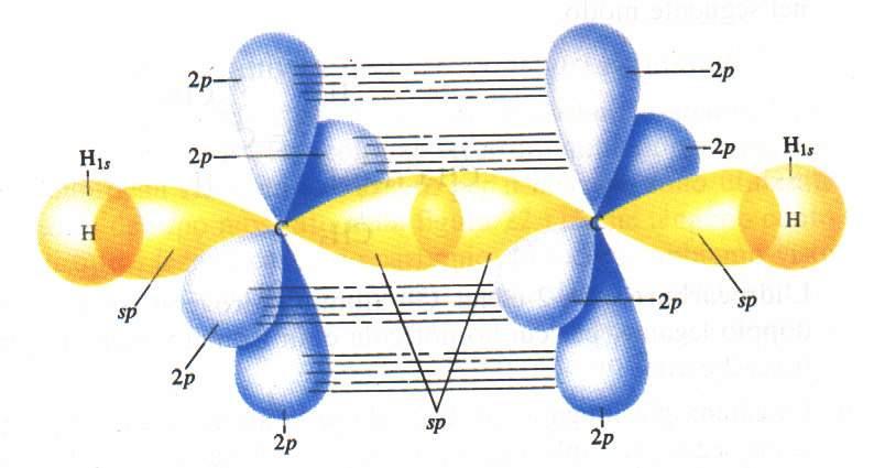 Idrocarburi insaturi: alchini Orbitali molecolari dell acetilene Negli alchini i carboni del triplo legame presentano ibridazione sp.