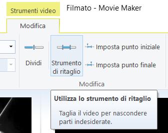 Modificare l inizio e la fine dei clip video Per modificare il punto iniziale (o finale) di uno spezzone video, fare