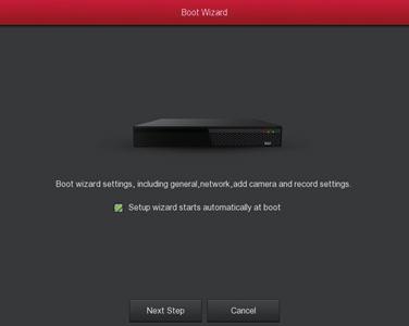 5.2 All'avvio "Configurazione assistita" All'accensione del DVR di default si avvia il "boot wizard" che