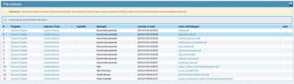 Noterete gli allegati da scaricare con tipologia Documento generato.
