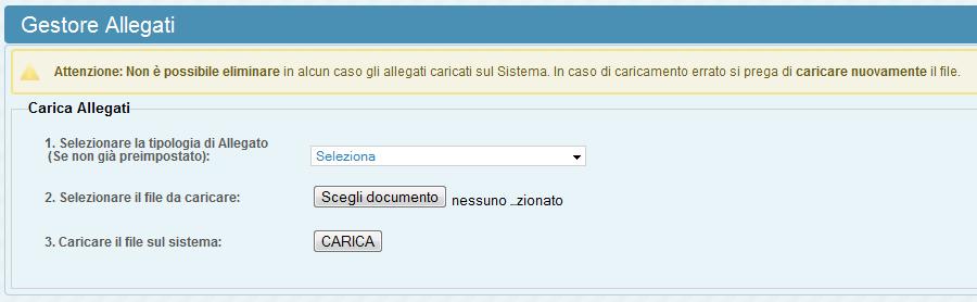 raccomanda di effettuare un upload per volta; i file vanno caricati con tipologia: Domanda firmata). I documenti firmati che caricherete appariranno in coda alla tabella.