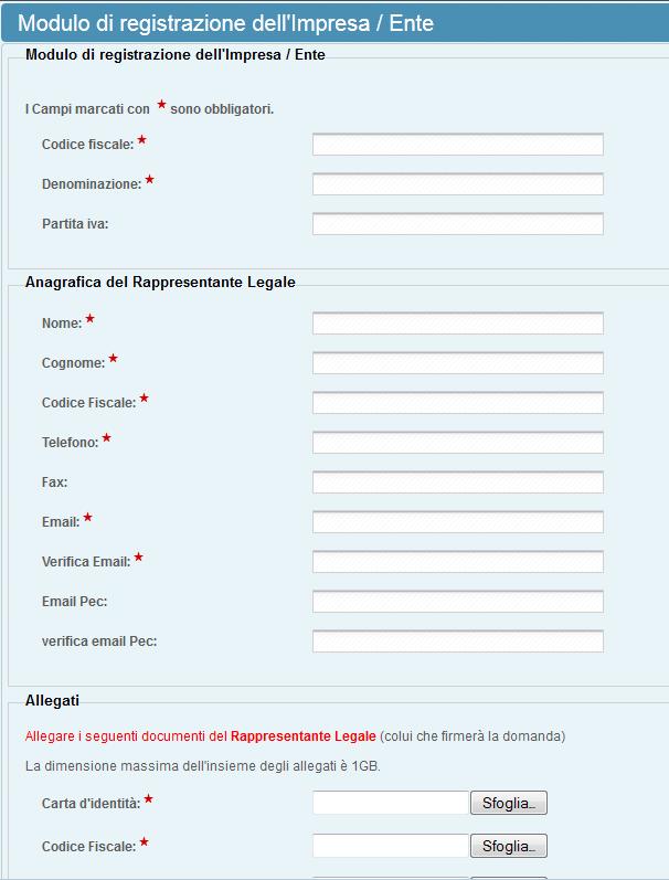 Registrazione soggetto Al vostro primo accesso con le credenziali fornite nella e-mail di attivazione verrete guidati alla registrazione del soggetto, passo necessario per accedere alla compilazione