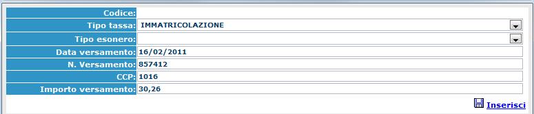 Per inserire una nuova tassa relativamente, cliccare su "Inserisci una nuova tassa".