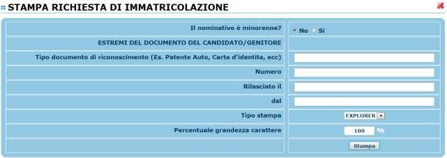 Selezionare Si se il nominativo è minorenne.