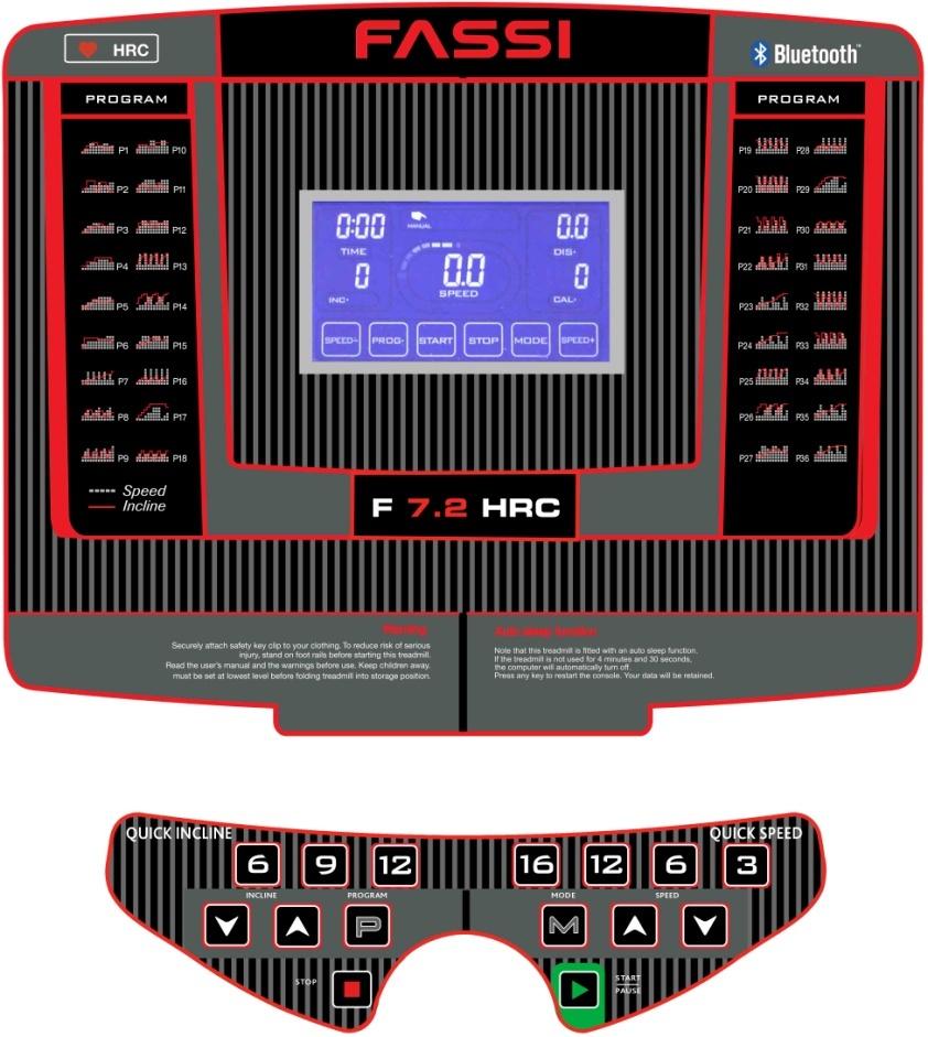 (1):Tasti Computer LCD WINDOW IONE RAPIDA VELOCITA' RAPIDA INCINAZIONE + - VELOCITA' + - PROGRAM KEY STOP KEY MODE key START KEY ( 2 ): Finestra LCD: 2.1: DISTANCE : Indica la distanza percorsa. 2.2: CALORIES : Indica le calorie bruciate.