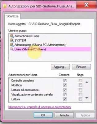 Fare click con il tasto destro del mouse e selezionare la voce Proprietà Accedere alla maschera Sicurezza e selezionare