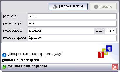 6.3 Connessione al database Questa finestra consente il settaggio dei parametri principali della