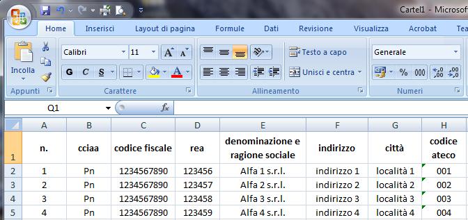 allegato B - elenco iscritti Elenchi in formato CSV /2 Per esempio con Ms Excel una volta compilato l elenco, da menu >> File > salva con nome >