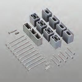 09 Codici articoli Kit naselli, minuteria e adattatori 2453.2 Kit minuteria e adattatori da 8.8 mm composto da: blocco distanziale da 8.8 mm in alluminio estruso grezzo, vite autofilettante TS Ø 4.