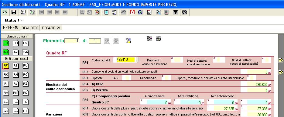 - 20 - Manuale di Aggiornamento 2.1.5.2.2 Ripresa Singolo Quadro La procedura fiscale permette, a seguito di modifiche effettuate nella procedura contabile, di effettuare l aggiornamento di un solo