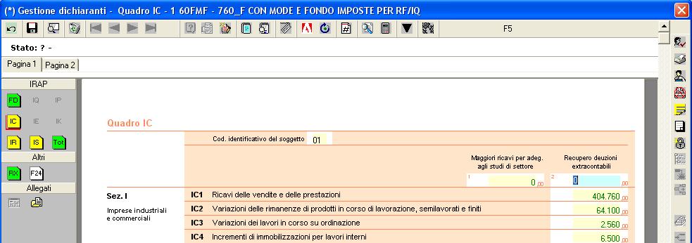 Quindi: Entrare nel menù Dichiarazioni Entrare nel Dichiarante per il quale si desidera effettuare la ripresa Entrare nel quadro per il quale si vogliono riprendere i dati 3 Cliccare sull icona