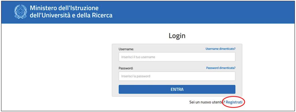 Access Dalla Hmepage della piattafrma della frmazine selezinand il pulsante Accedi il test Dcenti è prspettata la seguente pagina dalla quale è pssibile effettuare sia la registrazine ai servizi MIUR